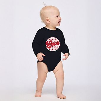 Retro Love Checkered Circle - Infant Fleece BodySuit
