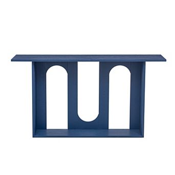 Aoolive Curved Hollw-Out Design Console Table with Open Bottom Shelf, Modern Entryway Display Table