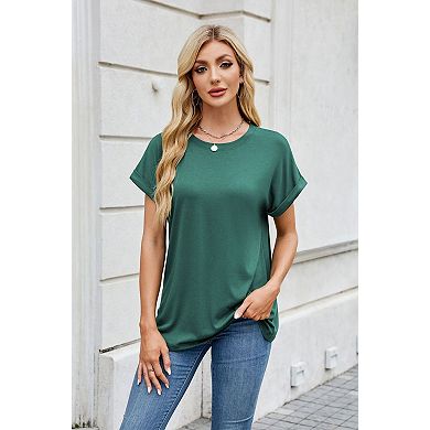 Women's Casual Loose Fit T-Shirts Summer Short Sleeve Crewneck Trendy Basic Tops