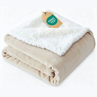 CGK Linens Solid Plush Bed Blanket with Faux Shearling Reverse