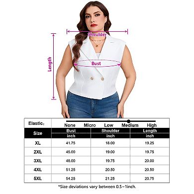 Women's Plus Size Double-Breasted Satin Vest Blazer