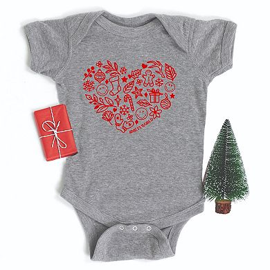 SmileyWorld Christmas Outline Heart - Baby Short Sleeve Graphic Bodysuit