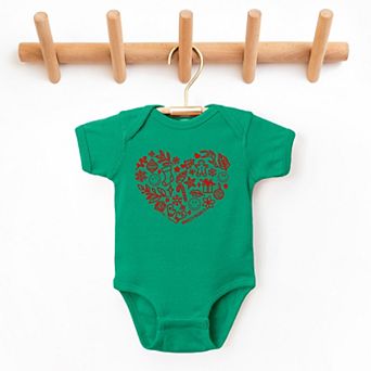 SmileyWorld Christmas Outline Heart - Baby Short Sleeve Graphic Bodysuit