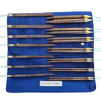 Ultimate Blue Silk Adjustable Knitting Needle Set 14 Sizes w/custom case