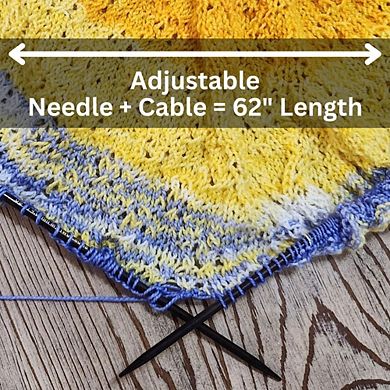 Ultimate Blue Silk Adjustable Knitting Needle Set 14 Sizes w/custom case