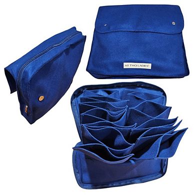 Ultimate Blue Silk Adjustable Knitting Needle Set 14 Sizes w/custom case