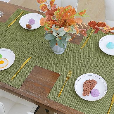 Placemats Set of 4 Woven Vinyl Place Mats for Dining Table Wipe Clean Non Slip Table Mats