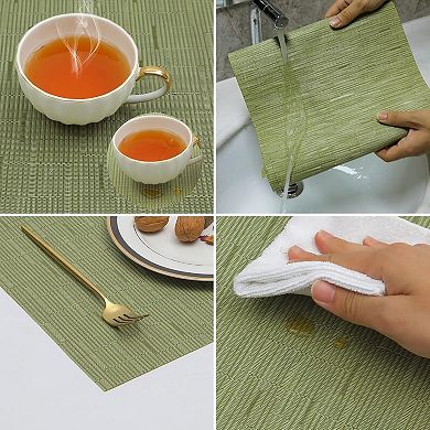 Placemats Set of 4 Woven Vinyl Place Mats for Dining Table Wipe Clean Non Slip Table Mats