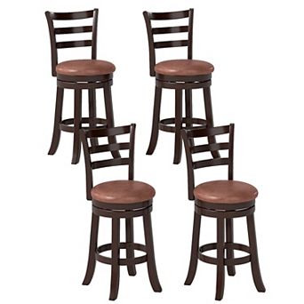 Costway 26” Counter Height Swivel Barstools with Back, Faux Leather Seat for Pub
