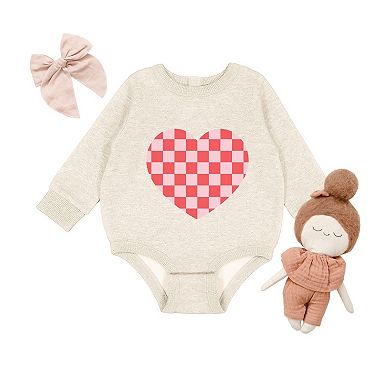 Valentines Checkered Heart - Infant Fleece BodySuit