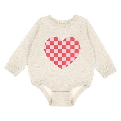 Valentines Checkered Heart - Infant Fleece BodySuit