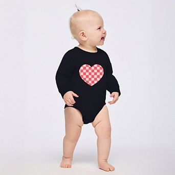 Valentines Checkered Heart - Infant Fleece BodySuit