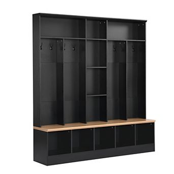 Entryway Hall Tree with Coat Rack, Bench & Shoe Storage