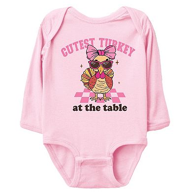 Cutest Turkey At The Table - Baby Long Sleeve Bodysuit