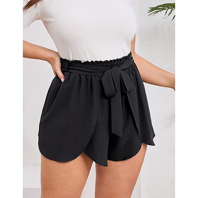 Women's Plus Size Drawstring Shorts with Pockets Elastic High Waist