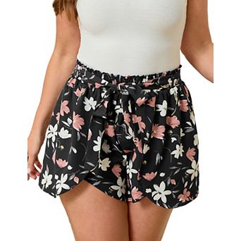 Women's Plus Size Drawstring Shorts with Pockets Elastic High Waist