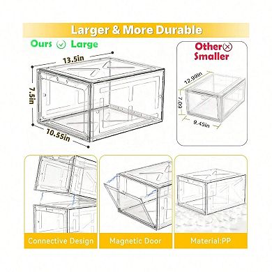 Premium Translucent Shoe Storage Box with Magnetic Door for Sneakers