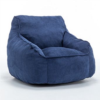 Giant Corduroy Bean Bag Chair with Armrests & Filler, Large Comfy Lounger for Adults & Teens