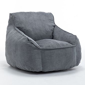 Giant Corduroy Bean Bag Chair with Armrests & Filler, Large Comfy Lounger for Adults & Teens