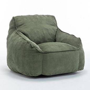 Giant Corduroy Bean Bag Chair with Armrests & Filler, Large Comfy Lounger for Adults & Teens