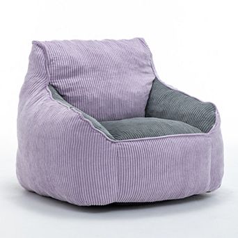 Giant Corduroy Bean Bag Chair with Armrests & Filler, Large Comfy Lounger for Adults & Teens