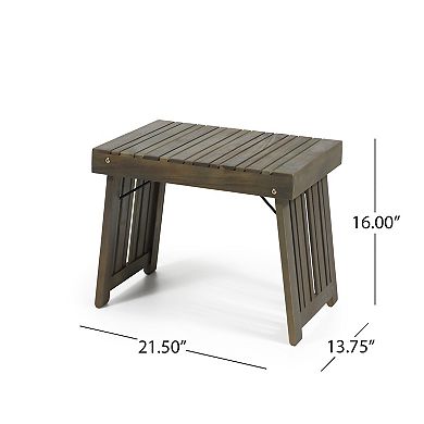 TEINIE 21.5" Square Outdoor Wood End Table Teak Finish