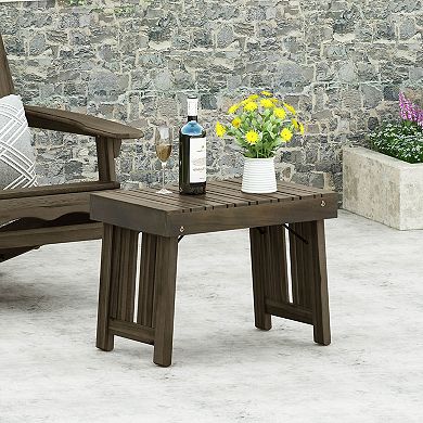 TEINIE 21.5" Square Outdoor Wood End Table Teak Finish
