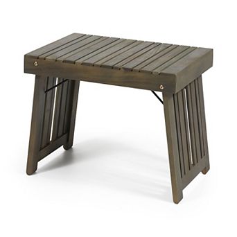 TEINIE 21.5" Square Outdoor Wood End Table Teak Finish