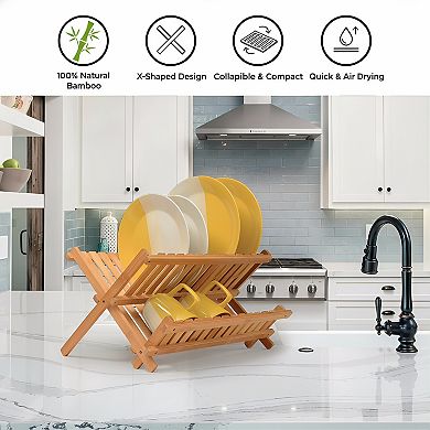 Collapsible Dish Drying Rack 2 Tier Foldable for Space Saving