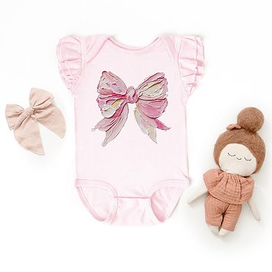 Coquette Bow Paint - Baby Flutter Sleeve Bodysuit