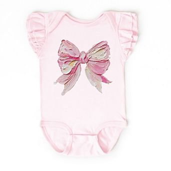 Coquette Bow Paint - Baby Flutter Sleeve Bodysuit