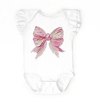 Coquette Bow Paint - Baby Flutter Sleeve Bodysuit