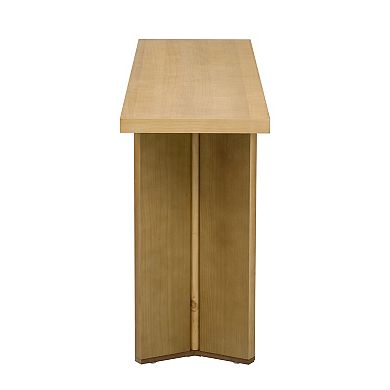 Aoolive 63'' Long Console Table with Geometric Symmetrical Legs, Stylish Pine Veneer Sofa Table