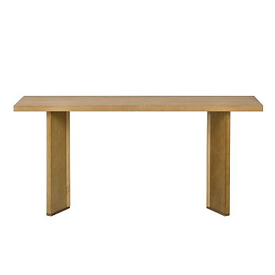 Aoolive 63'' Long Console Table with Geometric Symmetrical Legs, Stylish Pine Veneer Sofa Table