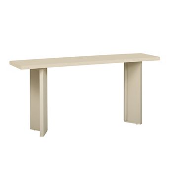 Aoolive 63'' Long Console Table with Geometric Symmetrical Legs, Stylish Pine Veneer Sofa Table