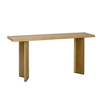 Aoolive 63'' Long Console Table with Geometric Symmetrical Legs, Stylish Pine Veneer Sofa Table