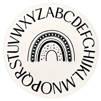 Rainbow Alphabet Round Rug Kids Educational Play Mat Non-Slip Soft Circle Carpet for Classroom