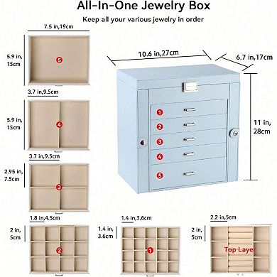 6 Tier Jewelry Organizer with Mirror and Hooks