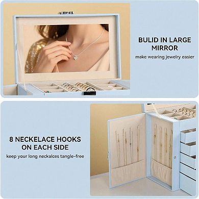 6 Tier Jewelry Organizer with Mirror and Hooks