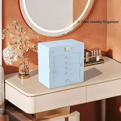 6 Tier Jewelry Organizer with Mirror and Hooks