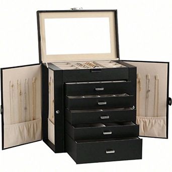 6 tier Jewelry Organizer with Mirror and Hooks