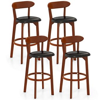 Costway 30.5" Bar Stool with Curved Backrest & Footrest Counter Height Stools