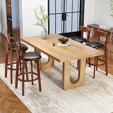 Costway 30.5" Bar Stool with Curved Backrest & Footrest Counter Height Stools