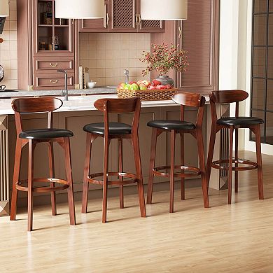 Costway 30.5" Bar Stool with Curved Backrest & Footrest Counter Height Stools