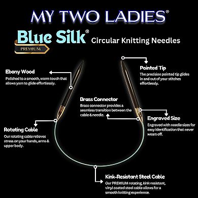 Blue Silk 9" Circular Knitting Needles