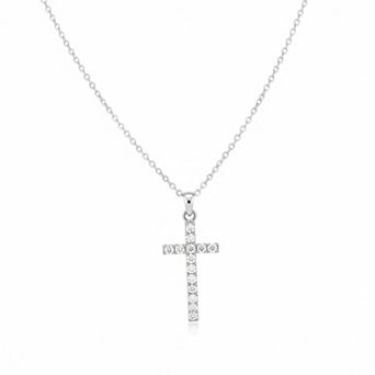 ZUQIETA Sterling Silver Cross Necklace for Women Dainty Box Chain Cubic Zirconia Religious Gift