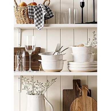 Great Ambitions Set of 4 20oz Ceramic Soup Bowls w/ Handles, 5.5", Oven Safe, Arctic White