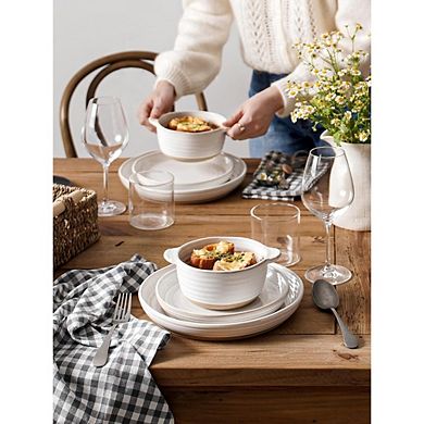 Great Ambitions Set of 4 20oz Ceramic Soup Bowls w/ Handles, 5.5", Oven Safe, Arctic White