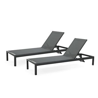 TEINIE Outdoor Chaise Lounge Chair Set of 2, Aluminum Adjustable Outside Chair for Pool Patio Beach