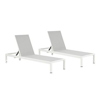 TEINIE Outdoor Chaise Lounge Chair Set of 2, Aluminum Adjustable Outside Chair for Pool Patio Beach